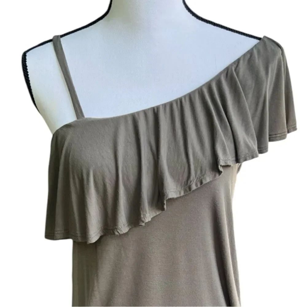 Cold-Shoulder Ruffle Top - Olive - Picture 5 of 8